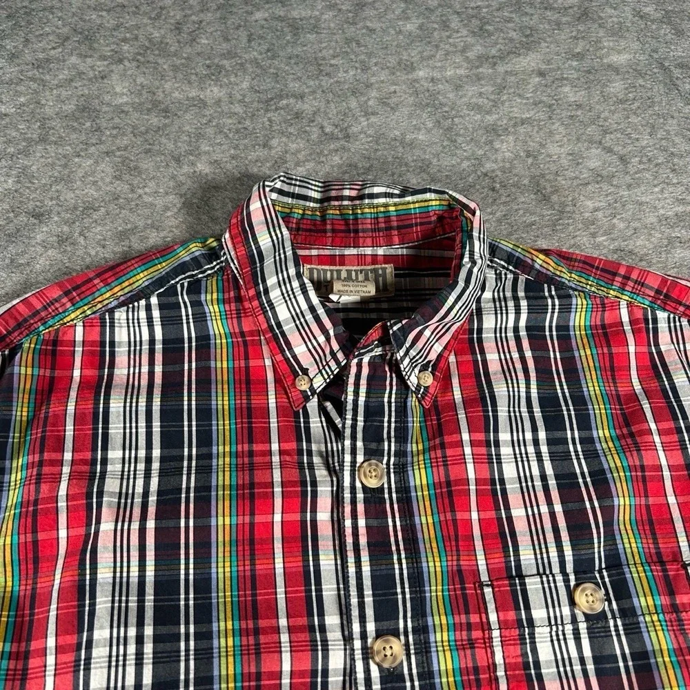 Duluth Trading Shirt Mens Medium T Plaid Short Sleeve Button Down Casual Outdoor